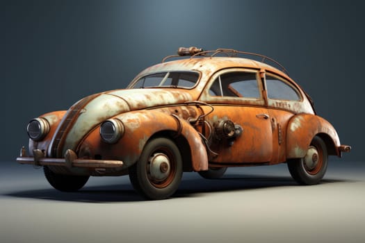 Rusty abandoned car concept. Rust motor. Generate Ai