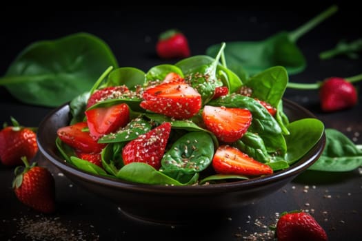 Salad strawberries spinach. Food fruit. Generate Ai