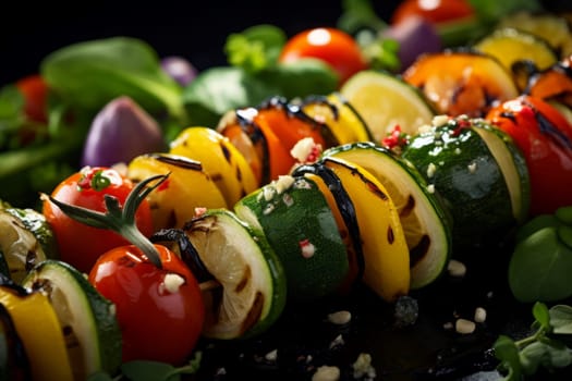 Skewers vegetables grill. Spicy food. Generate Ai