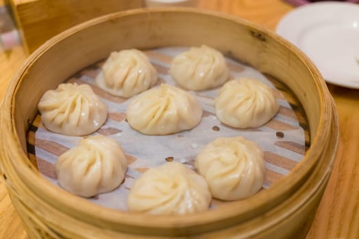 Chinese style steamed soup bun in restaurant