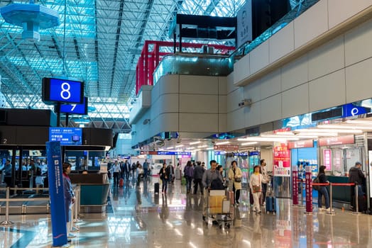 Taiwan 10 December 2023: Interior of Taoyuan airport in Taiwan