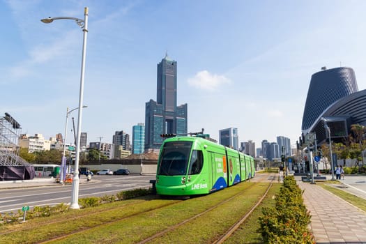 Taiwan, 01February 2024: Circular light rail train in Kaohsiung of Taiwan