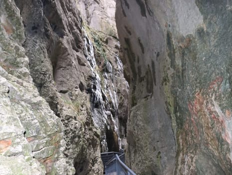 beautiful route gorge narrow path walkways deep river spain