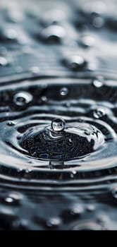 Water Droplet and Ripples Close-up. Neural network generated image. Not based on any actual scene or pattern.