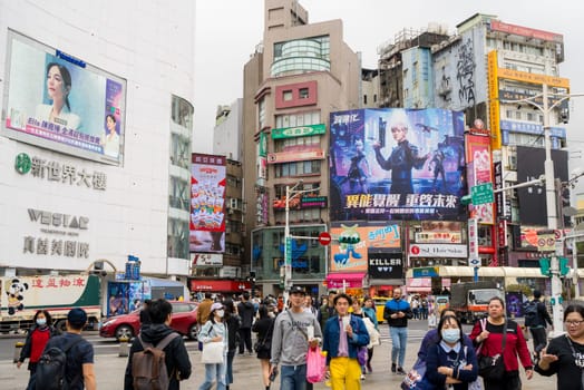 Taipei, Taiwan 28 December 2023: Taipei city street in Ximen district