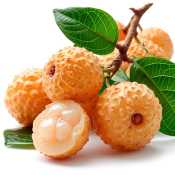 Longan, exotic fruit on white isolated background AI generated image