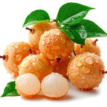 Longan, exotic fruit on white isolated background AI generated image
