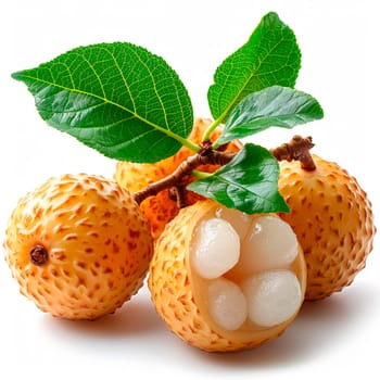 Longan, exotic fruit on white isolated background AI generated image