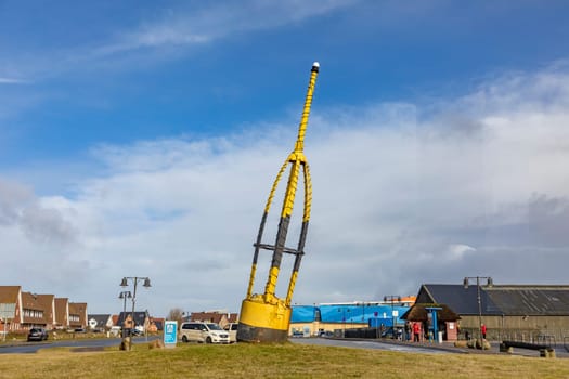 List, Germany - February 17, 2022: sculpture of a buoy at a roundabout in the village of List on the island of Sylt.