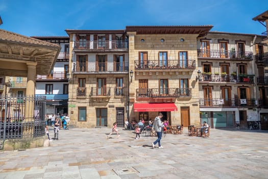 Pasaia, Spain - April 10, 2022: small village at the coast Pasaia Donibane, Gipuzkoa, in Basque Country, Spain