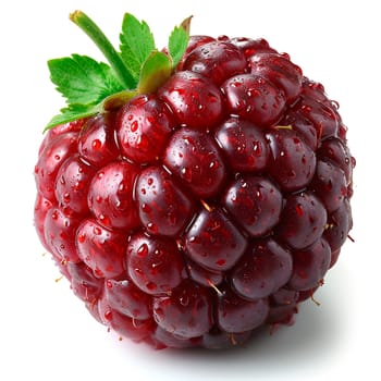 Fresh ripe raspberries on a white background AI generated image