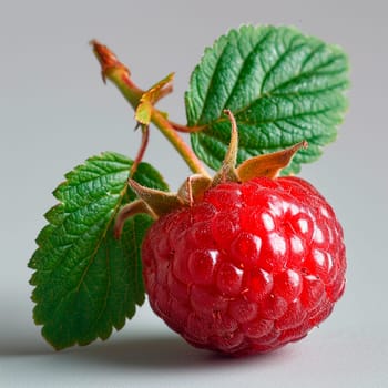 Fresh ripe raspberries on a white background AI generated image