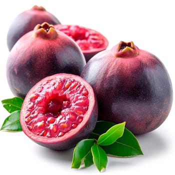 Exotic mangosteen fruit on white isolated background AI generated image