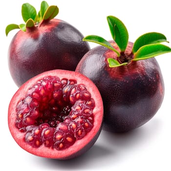 Exotic mangosteen fruit on white isolated background AI generated image