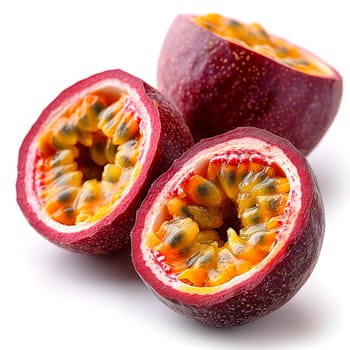 Exotic passion fruit fruit on white isolated background AI generated image