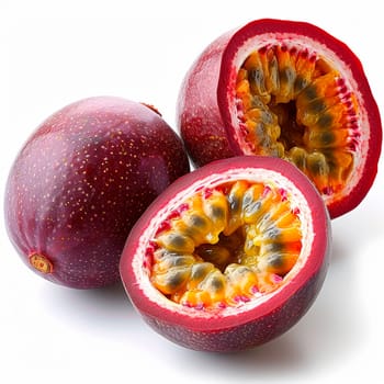 Exotic passion fruit fruit on white isolated background AI generated image