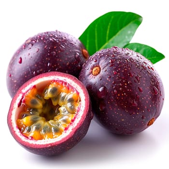 Exotic passion fruit fruit on white isolated background AI generated image