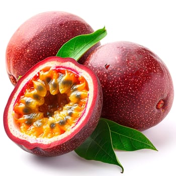 Exotic passion fruit fruit on white isolated background AI generated image