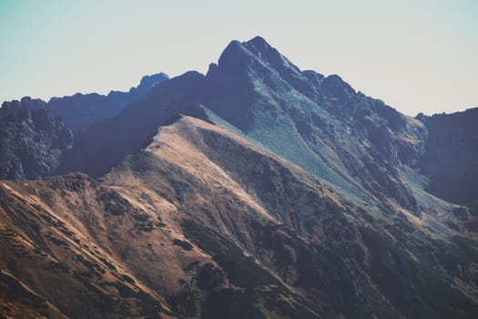 Mountain landscape in Tatra National Park in Poland. Popular tourist attraction. Amazing nature scenery. Best famous travel locations. Beauty of nature concept background