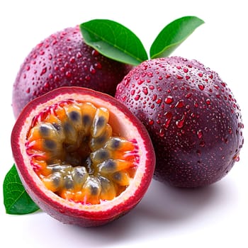 Exotic passion fruit fruit on white isolated background AI generated image
