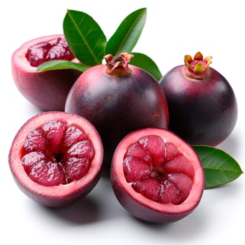 Exotic mangosteen fruit on white isolated background AI generated image