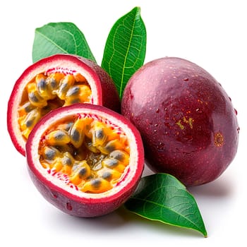 Exotic passion fruit fruit on white isolated background AI generated image