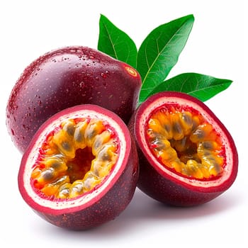 Exotic passion fruit fruit on white isolated background AI generated image