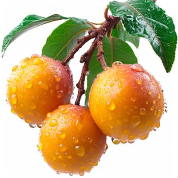 Exotic marula fruit on white isolated background AI generated image