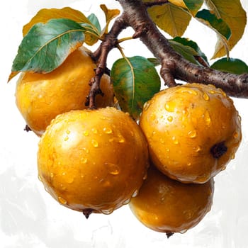 Exotic marula fruit on white isolated background AI generated image
