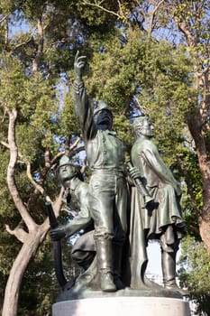 San Francisco, USA - May 18, 2022:  statue to honor the brave men at the fire department