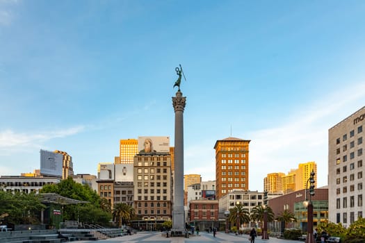 San Francisco, USA - May 18, 2022: view to Union Square in late afternoon.