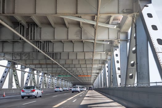 San Francisco, USA - May 18, 2022: using the toll bay bridge in San Francisco, California CA, USA.