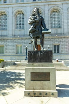 San Francisco, USA - May 19, 2022:  Statue of the Assyrian King Ashurbanipal in San Francisco, California USA.