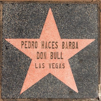 Las Vegas, USA - May 23, 2022: Don Bull, Pedro Haces Barba are honored with a name tile at walk of fame in Las Vegas at the strip.