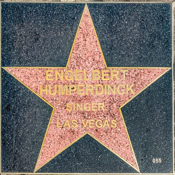 Las Vegas, USA - May 23, 2022: Engelbert Humperdinck is honored with a name tile at walk of fame in Las Vegas at the strip.