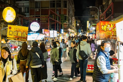 Taipei, Taiwan 11 January 2024: Taipei city street market in Shilin District at night