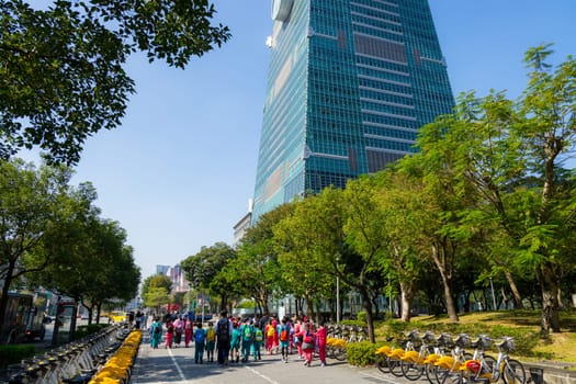 Taipei, Taiwan 18 January 2024: Taipei city in Xinyi district