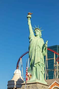 Las Vegas, USA - May 25, 2022: statue of Liberty at New York-New York Hotel and Casino located on Las Vegas Boulevard South, in Paradise, Nevada.