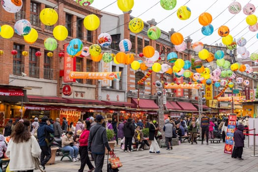 Taipei, Taiwan 26 January 2024: Dihua street in Taipei city in Chinese new year period