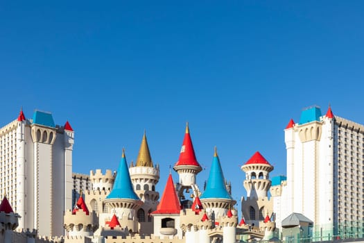 Las Vegas, USA - May 25, 2022: Excalibur Hotel and Casino in Las Vegas, Nevada. Its owner - MGM Resorts reported strong net revenue gain of 43 percent to  USD 2.23 billion in third quarter 2011.