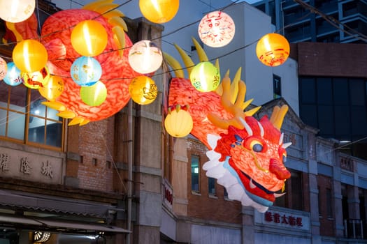 Taipei, Taiwan 26 January 2024: Traditional Lunar new year street market in Dihua street at Taipei City in the evening