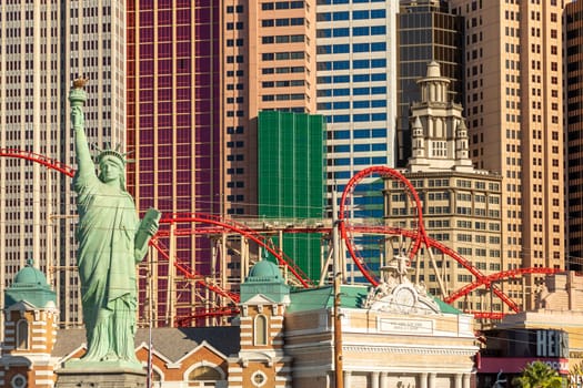 Las Vegas, USA - May 25, 2022: statue of Liberty at New York-New York Hotel and Casino located on Las Vegas Boulevard South, in Paradise, Nevada.