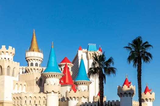 Las Vegas, USA - May 25, 2022: Excalibur Hotel and Casino in Las Vegas, Nevada. Its owner - MGM Resorts reported strong net revenue gain of 43 percent to  USD 2.23 billion in third quarter 2011.