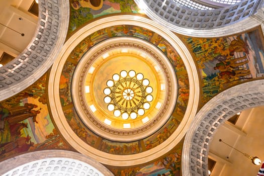 Salt Lake City, Utah - May 28, 2022: ceiling of cupola of  the House Chamber of the Utah State Capitol building on Capitol Hill in Salt Lake City
