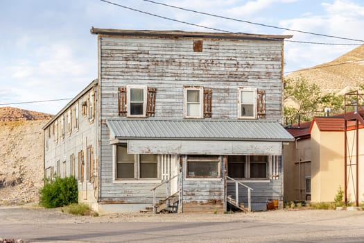 Tonopah, USA - June 2, 2022: old historic shop in classical american Western style in the old mining town Tonopah.