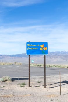 Tonopah, USA - June 3, 2022: thanks for visiting Nevada sign in the desert to the border of California, USA.