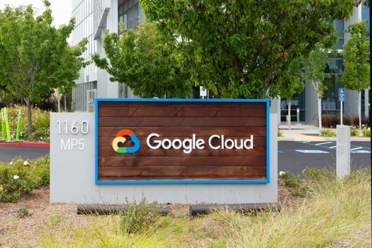 Sunnyvale, California, USA - June 5, 2022: Google Cloud sign is displayed at Google campus in Silicon Valley.