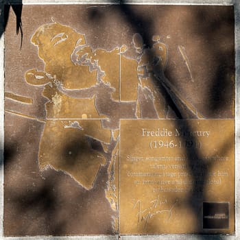 San Francisco, USA - June 6, 2022: signature of Freddy Mercury at a tile at the walk of fame in San Francisco.