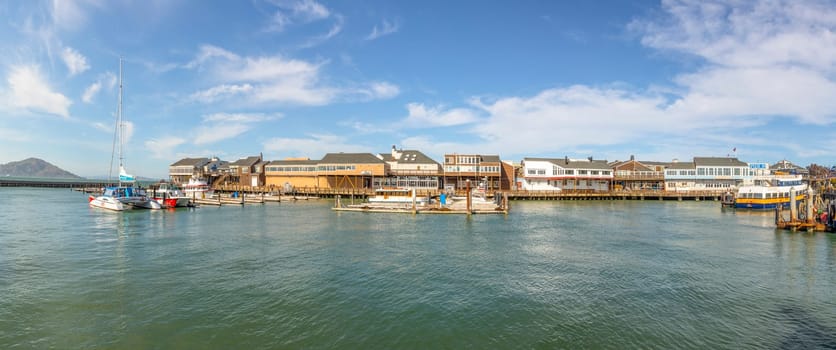 San Francisco, USA - June 7, 2022: Skyline of San Francisco with view to pier 39.