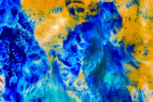 Nature luxury marble background texture. Abstract color trendy wall art. Interior design elegant natural turquoise blue surface decor. Gold and aquamarine liquid oil paint wave.